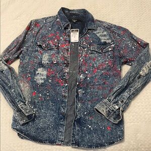 Distressed Denim Jacket Splattered Paint Design NWT